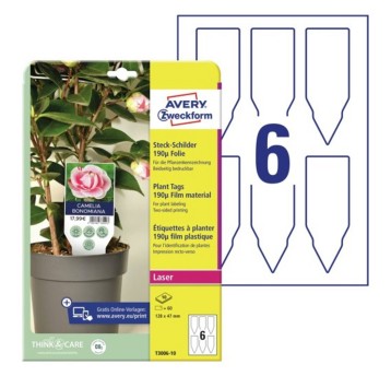 Tabliczka do oznaczania roślin 128 x 47mm AVERY ZWECKFORM kol. biały wodoodporna 60 szt. [T3006-10]