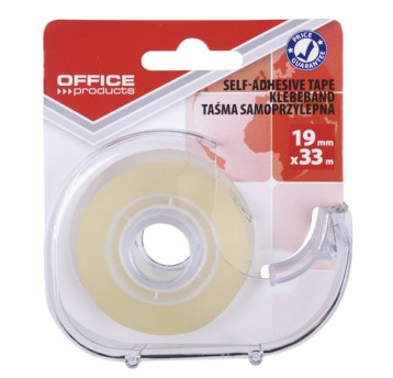 Taśma biurowa klejąca przezroczysta OFFICE PRODUCTS 19mm x 33m z podajnikiem [18221931-90]