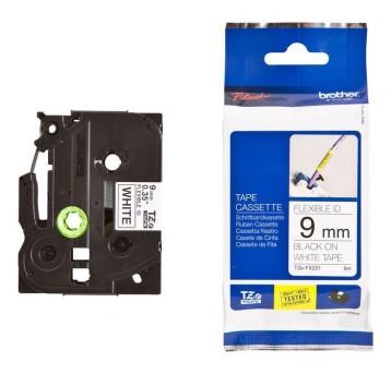 Taśma BROTHER TZE-FX221 kol. czarny na białym 9mm x 8m