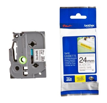 Taśma BROTHER TZE-S251 kol. czarny na białym 24mm x 8m mocny klej