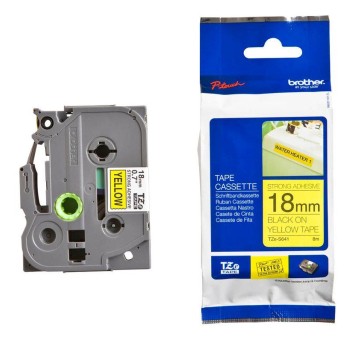 Taśma BROTHER TZE-S641 kol. czarny na żółtym 18mm x 8m mocny klej