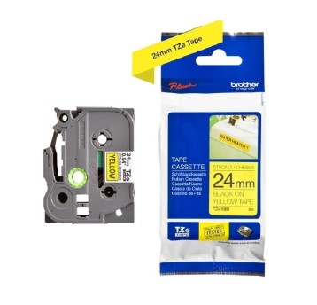 Taśma BROTHER TZE-S651 kol. czarny na żółtym 24mm x 8m mocny klej