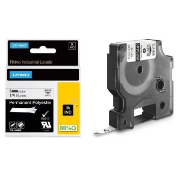 Taśma DYMO 1805442 kol. czarny na białym 6mm x 5,5m Rhino IND poliestrowa