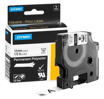 Taśma DYMO 18483 / S0718210 kol. czarny na białym 12mm x 5,5m Rhino poliestrowa