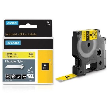 Taśma DYMO 18490 / S0718080 kol. czarny na żółtym 12mm x 3,5m Rhino nylonowa