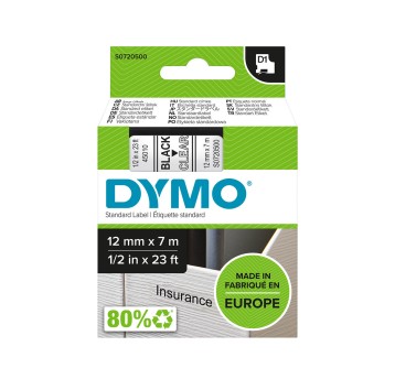Taśma DYMO 45010 / S0720500 kol. czarny na przezroczystym 12mm x 7m D1
