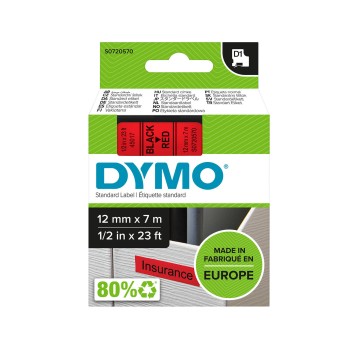 Taśma DYMO 45017 / S0720570 kol. czarny na czerwonym 12mm x 7m D1