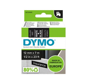 Taśma DYMO 45021 / S0720610 kol. biały na czarnym 12mm x 7m D1