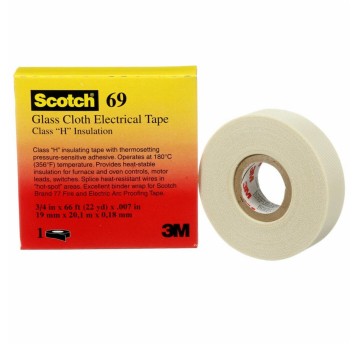 Taśma elektroizolacyjna 3M 69 19mm x 33m x 0,18mm kol. biały z włóknem szklanym [1957289]