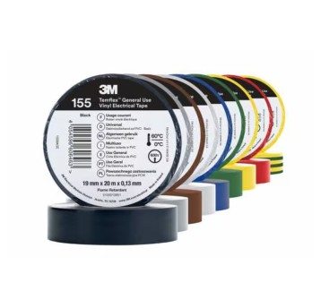 Taśma elektroizolacyjna winylowa 3M TEMFLEX 155 19mm x 20m x 0,13mm wielokolorowy pakiet tęczowy 10 szt.