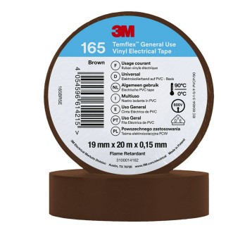Taśma elektroizolacyjna winylowa 3M TEMFLEX 165 19mm x 20m x 0,15mm kol. brązowy