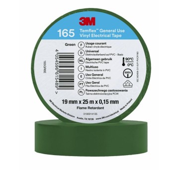 Taśma elektroizolacyjna winylowa 3M TEMFLEX 165 19mm x 25m x 0,15mm kol. zielony [7100184813]