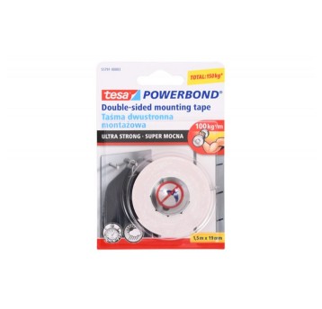 Taśma piankowa dwustronna TESA POWERBOND Ultra Strong 19mm x 1,5m kol. biały [55791-00003-01]