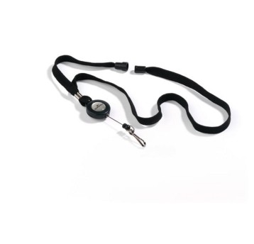 Taśma / smycz do identyfikatorów DURABLE z mechanizmem ściągającym i karabińczykiem kol. czarny [822301]