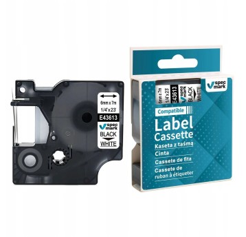 Taśma SPECMARK E43613 do Dymo 43613 / S0720780 kol. czarny na białym 6mm x 7m D1