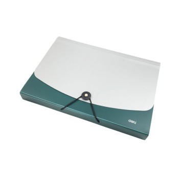 Teczka harmonijkowa 12 przegródek A4 DELI tworzywo sztuczne kol. zielony [007539]