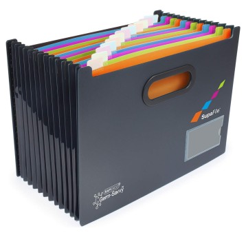 Teczka harmonijkowa 13 przegródek A4 RAPESCO tworzywo sztuczne kol. grafitowy wolnostojąca [1489]