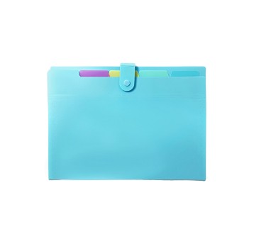 Teczka harmonijkowa 5 przegródek A4 BIURFOL tworzywo sztuczne kol. niebieski pastelowy [THP-04-02]