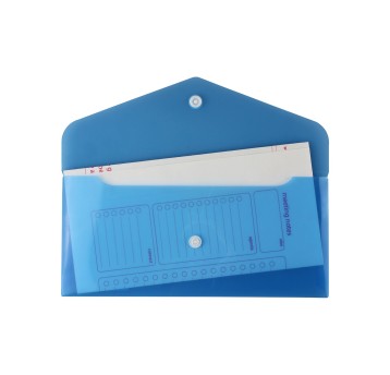 Teczka kopertowa na zatrzask DL BIURFOL tworzywo sztuczne kol. niebieski transparentny [TKS-03-03]