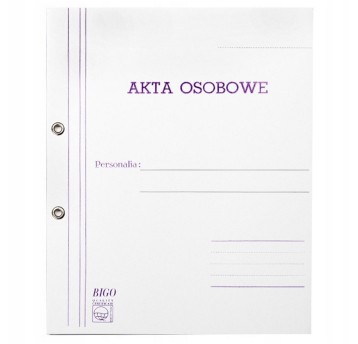 Teczka na akta osobowe z oczkiem A4 BIGO karton kol. biały ABCDE [12]