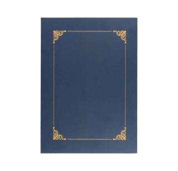 Teczka na dyplom A4 GALERIA PAPIERU okleina karton kol. granatowy złota ramka 10 szt. [220415]