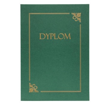 Teczka na dyplom A4 GALERIA PAPIERU okleina karton kol. zielony złota ramka 10 szt. [220514]