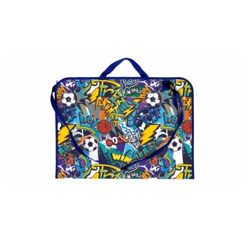 Teczka na rysunki na suwak A3+ 30mm BIURFOL tworzywo sztuczne wzór Stickers, regulowany pasek na ramię [TER-01-08]