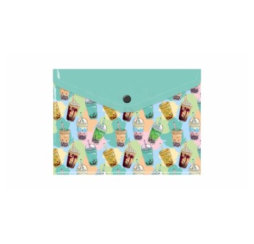 Teczka na zatrzask A5 BIURFOL tworzywo sztuczne wzór BUBBLE TEA [TKN-A5-37]