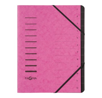 Teczka segregująca 12 przegródek A4 PAGNA preszpanowa kol. ciemnoróżowy [P4005934]