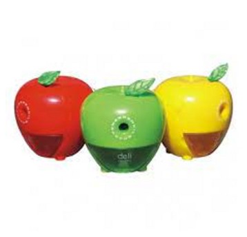 Temperówka plastikowa pojedyncza z pojemnikiem LEVIATAN kol. zielony na korbkę jabłko [0659]