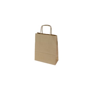 Torebka prezentowa papierowa z rączką prążkowana 180 x 80 x 225mm ECOBAG kol. brązowy 90g [10222030000]
