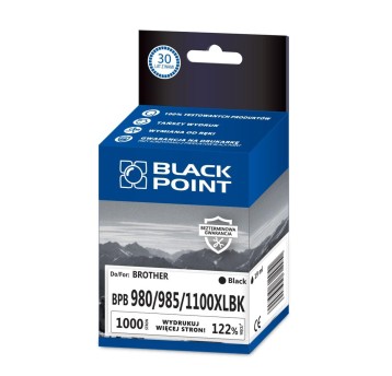 Tusz BLACK POINT BPB980/985/1100/XLBK do Brother LC-980BK black 19ml 1000 str. | LC-985BK / LC-1100BK |