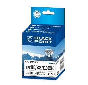 Tusz BLACK POINT BPB980/985/1100/XLC do Brother LC-980C cyan 16ml 1500 str. | LC-985C / LC-1100C |