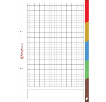 Wkład do segregatora 50 kartek A5 INTERDRUK wielokolorowy z kolorowymi registrami [WKDOSE550REG]