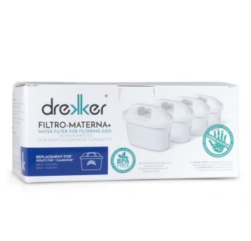 Wkład wymienny filtrujący do dzbanka DREKKER Filtro-Materna+ 100L zamiennik do Brita Maxtra+ 4 szt.