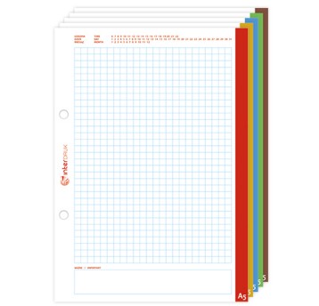 Wkłady do segregatora uniwersalne A4 50 kart INTERDRUK papier mix kolorów jasna kratka [WKDOSEA450LUX]