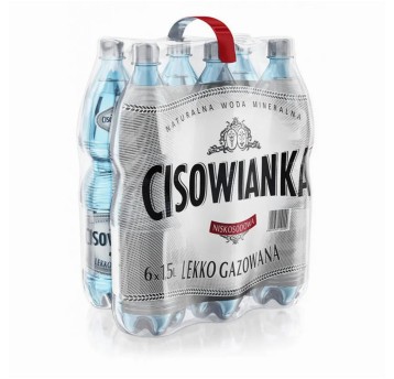 Woda delikatnie gazowana mineralna CISOWIANKA Lekko Gazowana butelka plastikowa 1,5L 6 szt.