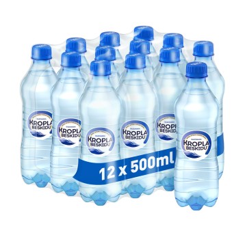 Woda gazowana mineralna KROPLA BESKIDU butelka plastikowa 500ml 12 szt.