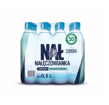 Woda gazowana mineralna NAŁĘCZOWIANKA Mocniejszy gaz butelka plastikowa 500ml 12 szt.