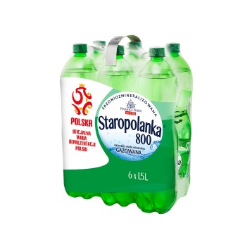 Woda gazowana mineralna STAROPOLANKA 800 butelka plastikowa 1,5L 6 szt.