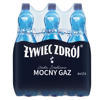 Woda gazowana źródlana ŻYWIEC ZDRÓJ Mocny gaz butelka plastikowa 1,5L 6 szt.