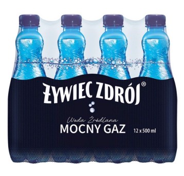Woda gazowana źródlana ŻYWIEC ZDRÓJ Mocny gaz butelka plastikowa 500ml 12 szt.