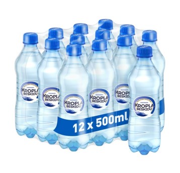 Woda [K] gazowana mineralna KROPLA BESKIDU butelka plastikowa 500ml 12 szt.