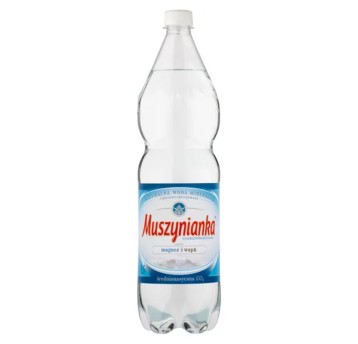 Woda [K] gazowana mineralna MUSZYNIANKA butelka plastikowa 1,5L średnionasycona (niebieska butelka) 6 szt.