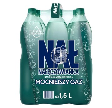 Woda [K] gazowana mineralna NAŁĘCZOWIANKA Mocniejszy gaz butelka plastikowa 1,5L 6 szt.