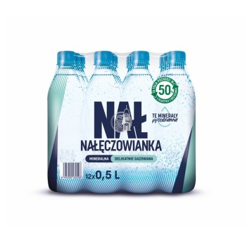 Woda [K] gazowana mineralna NAŁĘCZOWIANKA Mocniejszy gaz butelka plastikowa 500ml 12 szt.