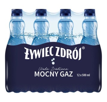 Woda [K] gazowana źródlana ŻYWIEC ZDRÓJ Mocny gaz butelka plastikowa 500ml 12 szt.