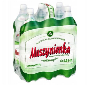 Woda [K] niegazowana mineralna MUSZYNIANKA butelka plastikowa 1,5L niskonasycona (zielona butelka) 6 szt.