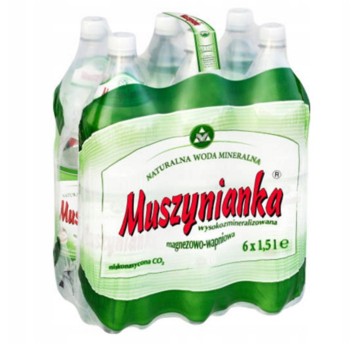 Woda niegazowana mineralna MUSZYNIANKA butelka plastikowa 1,5L niskonasycona (zielona butelka) 6 szt.