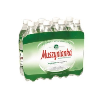 Woda niegazowana mineralna MUSZYNIANKA butelka plastikowa 600ml niskonasycona (zielona butelka) 8 szt.